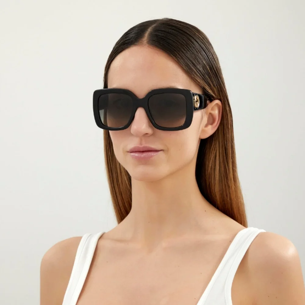 NEW GUCCI OVERSIZED SQUARE WOMEN'S SUNGLASSES GG0141SN 001 GUCCI BLACK EYEWEAR - Picture 5 of 9